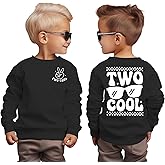 GLIGLITTR 2nd Birthday Sweatshirt for Boy Two Cool Birthday Outfit 2 Year Old Toddler Boy Second Bday Party Long Sleeve Shirt