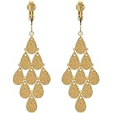 Aloha Earrings Gold Tone Clip On Dangling Earrings