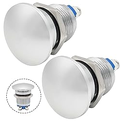 (2 Pcs) 16mm Mushroom Push Button Switch Waterproof