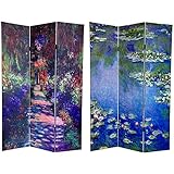 Oriental Furniture 6 ft. Tall Double Sided Works of Monet Canvas Room Divider - Lilies/Garden at Giverny