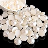 Euddty 14mm Ivory Flatback Pearls for Crafting Nail Art Half Round Pearls Bulk for Jewelry Scrapbooking Artwork Making Craft DIY Accessory(Ivory,14mm)