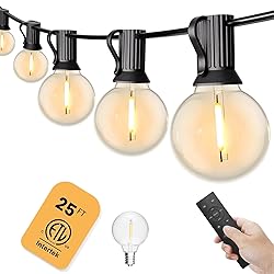Yuusei Outdoor String Lights with Remote, 25Ft
