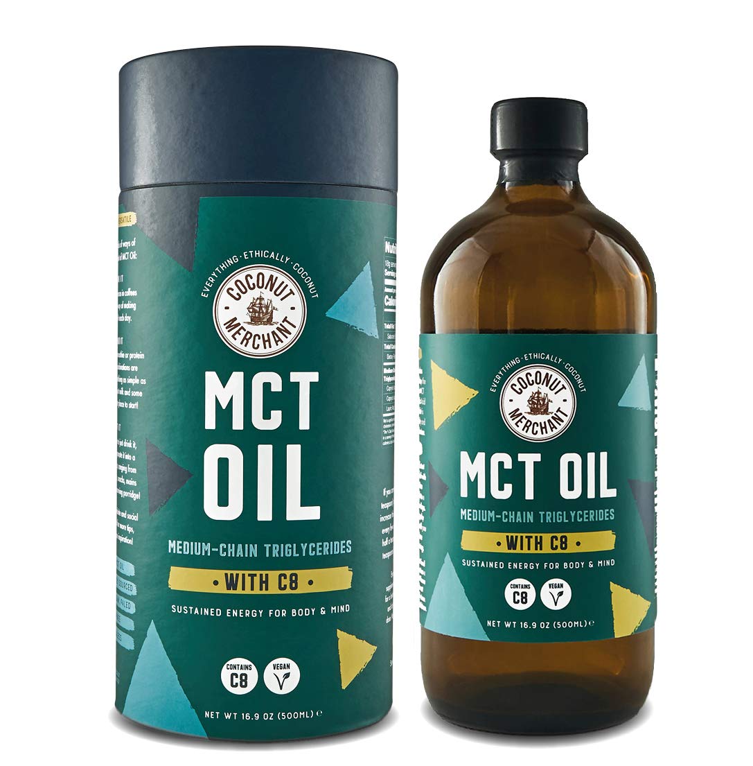 Coconut Merchant MCT Oil | 97% Premium Pure C8 in Glass Bottle| Keto, Vegan and Paleo Friendly | Great in Coffee, Tea, Smoothies - 500ml