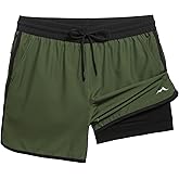maamgic Workout Running Shorts for Men Retro 5 Inch Gym Shorts with Liner Quick Dry 2 in 1 Athletic Shorts