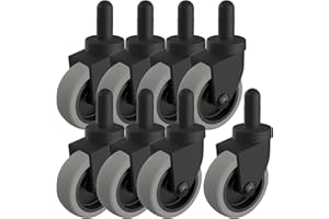EUOKOK Mop Buckets Wheels Replacement Set of 8, 3 Inch Non-Marking TPR Castors with Grip Ring Stem, Rubber Caster Wheel for Rubbermaid Models 7570-L2, 7571,7580,7581,7582 7583