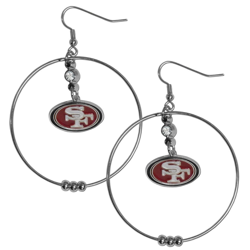 Photo 1 of NFL Siskiyou Sports Womens San Francisco 49ers 2 Inch Hoop Earrings One Size Team Color