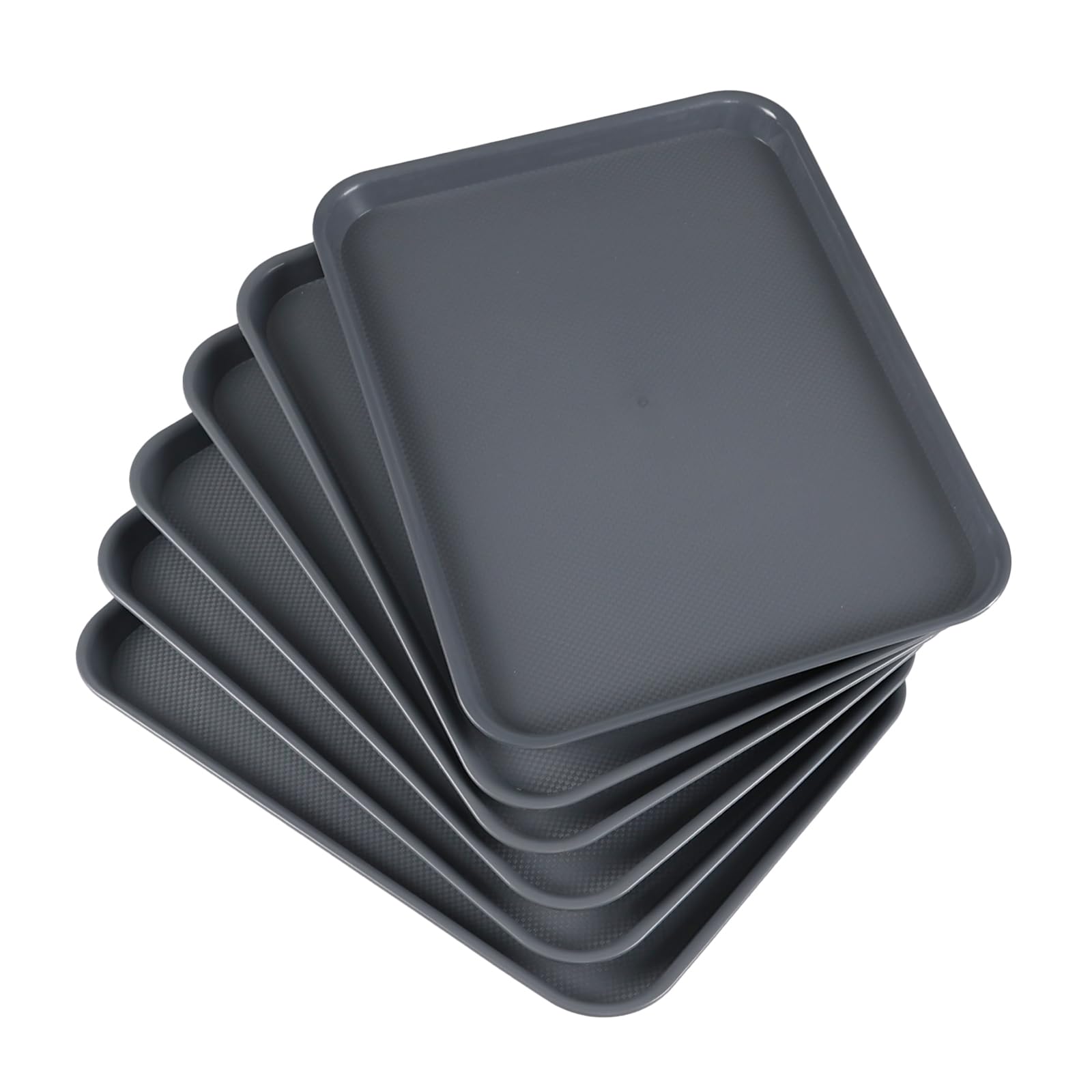 Uumitty Set of 6 Plastic Dinner/Drinks Serving Tray, Large Serving Platters Trays, Grey
