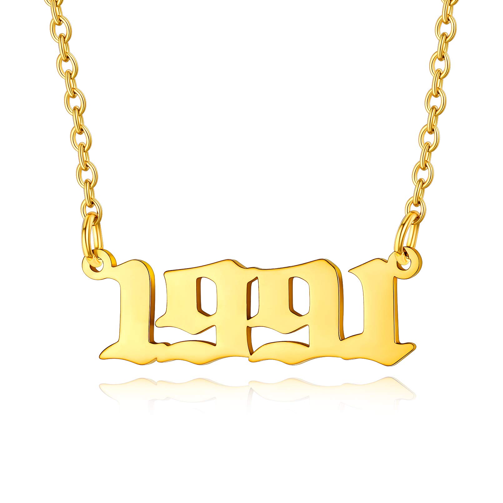 Custom4U 4 Number Necklace 1991 Birthday Jewellery Gifts Birth Year Necklace for Women Mum — image 1