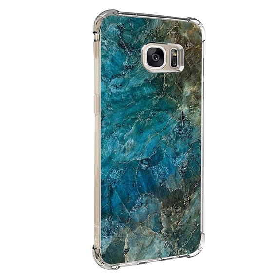 Pacyer Case kompatibel mit Galaxy S7 / S7 Edge Hülle Silikon cover Bumper [Ultra Dünn] Stoßfest Marmor grau braun hellblau TP
