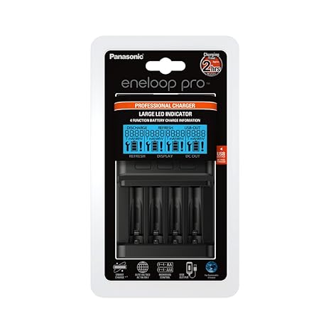 Panasonic eneloop pro, Intelligentes Schnellladegerät mit LCD-Display, für 1-4 Ni-MH Akkus AA/AAA