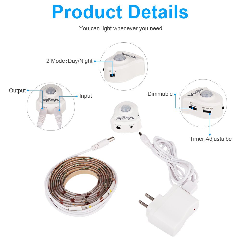 Motion Activated Under Bed Light 45 Leds Flexible Motion Sensor Beside