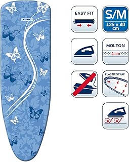 Leifheit Bügeltischbezug Thermo Reflect M, für Bügelflächen bis max. 125 x 40 cm, für Dampfbügeleisen, mit Hitze- und Dampfreflektion für 33% schnelleres Bügeln, mit elastischem Gummizug