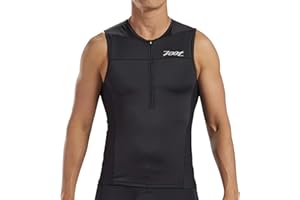 Zoot Men’s Core Tri Tank, Performance Triathlon Race Tank Top, UPF 50+ Fabric, Rear Pockets, Mesh Panels, & Cam Lock Zipper