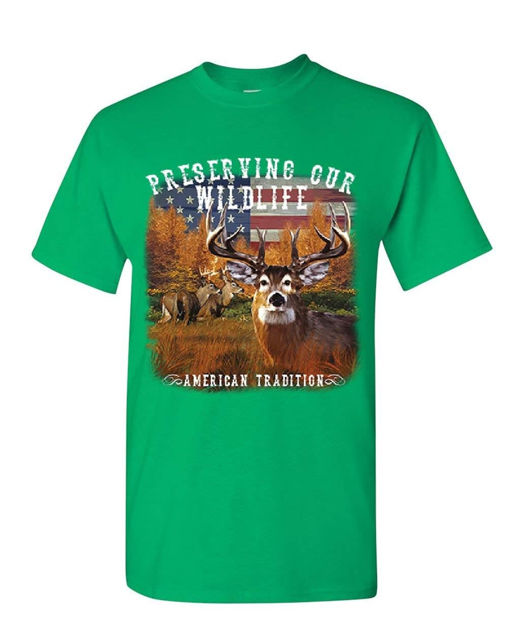 Preserve Wildlife American Tradition T Shirt Deer Buck Patriotic S T