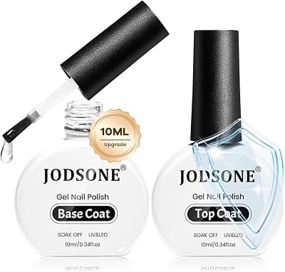 JODSONE Gel Nail Polish Set 2 x 10 ml Base Coat Top Coat Bright Surface