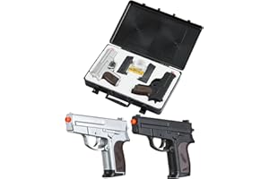 GOLDENBALL New James Bond Twin Spring Airsoft Dual Pistol Combo Pack Set Hand Gun w/Case 6mm BB 0.12g (Two Airsoft Pistol)