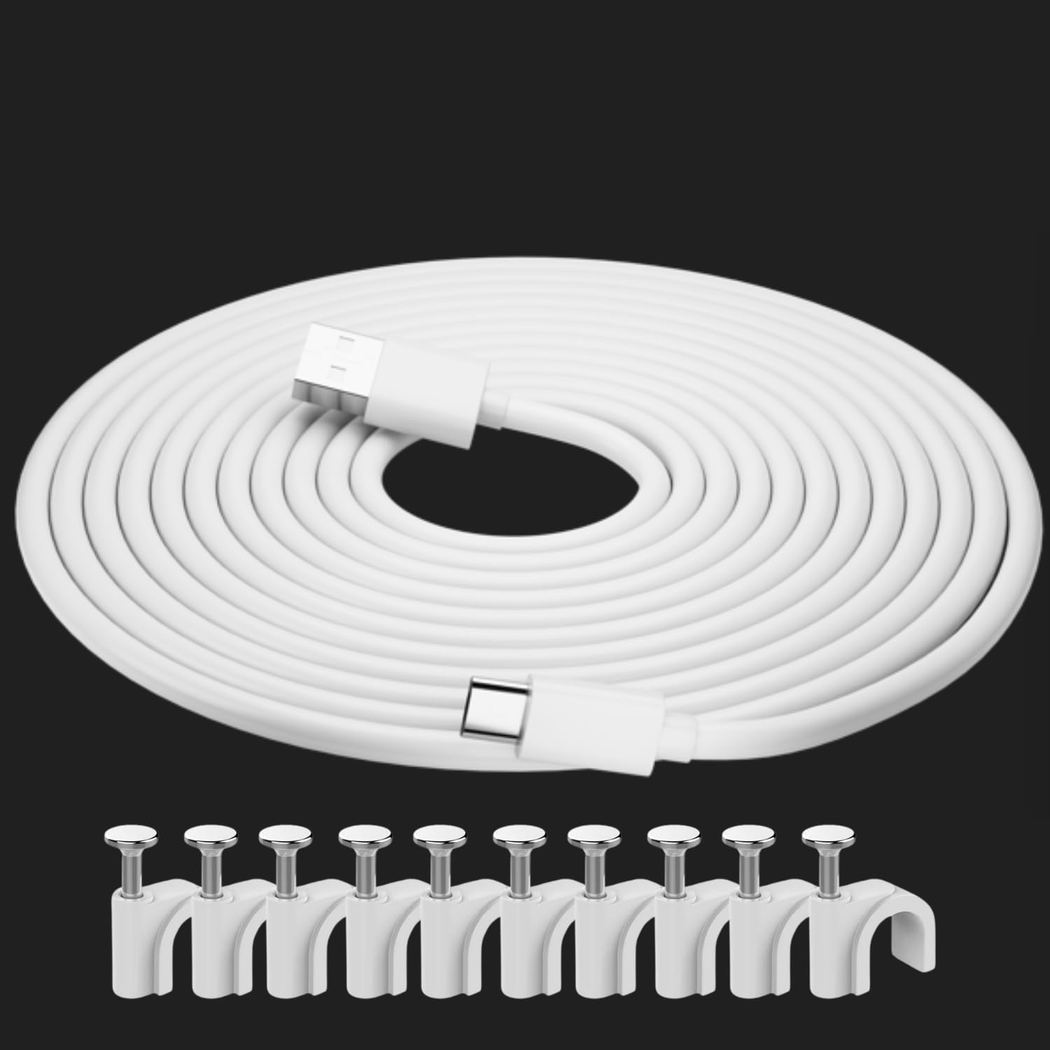 pluX Micro USB Cable 14M, USB Cable for Mi 360° Home Security Camera 2K Pro, Mi Smart Camera C300, Mi 360° Camera (1080p), USB to Micro USB Security Camera Charging Cable for Security Camera,White