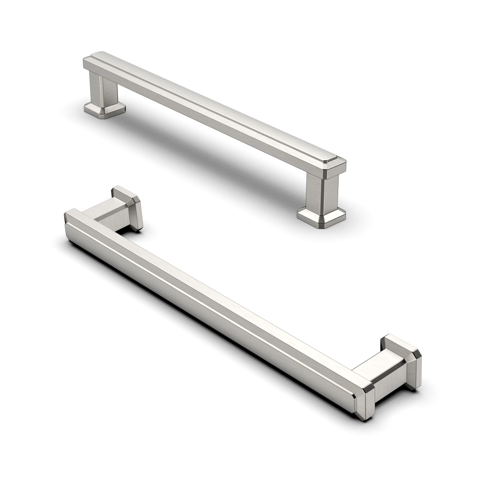 Furniware 10 Pack Brushed Nickel Cabinet Handles, Drawer Pulls 128mm(5 Inch) Hole Center, Hardware Modern Kitchen Cabinet Door Handles, Nickel for Kitchen, Bathroom, Wardrobe Cabinets Cupboard — image 1