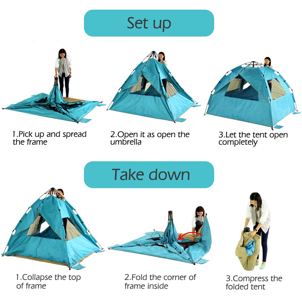 Outdoor Recreation ZOMAKE Instant Beach Tent 34 Person Pop Up Sun