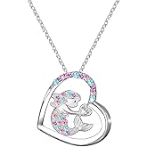 M&Ostyle Mermaid Necklace for Girls Boys Crystal Heart Pendant Necklaces Gifts Jewelry Gifts for Girls Daughter Boys Son Granddaughter Niece Birthday Christmas Graduation Gift over 3 years old