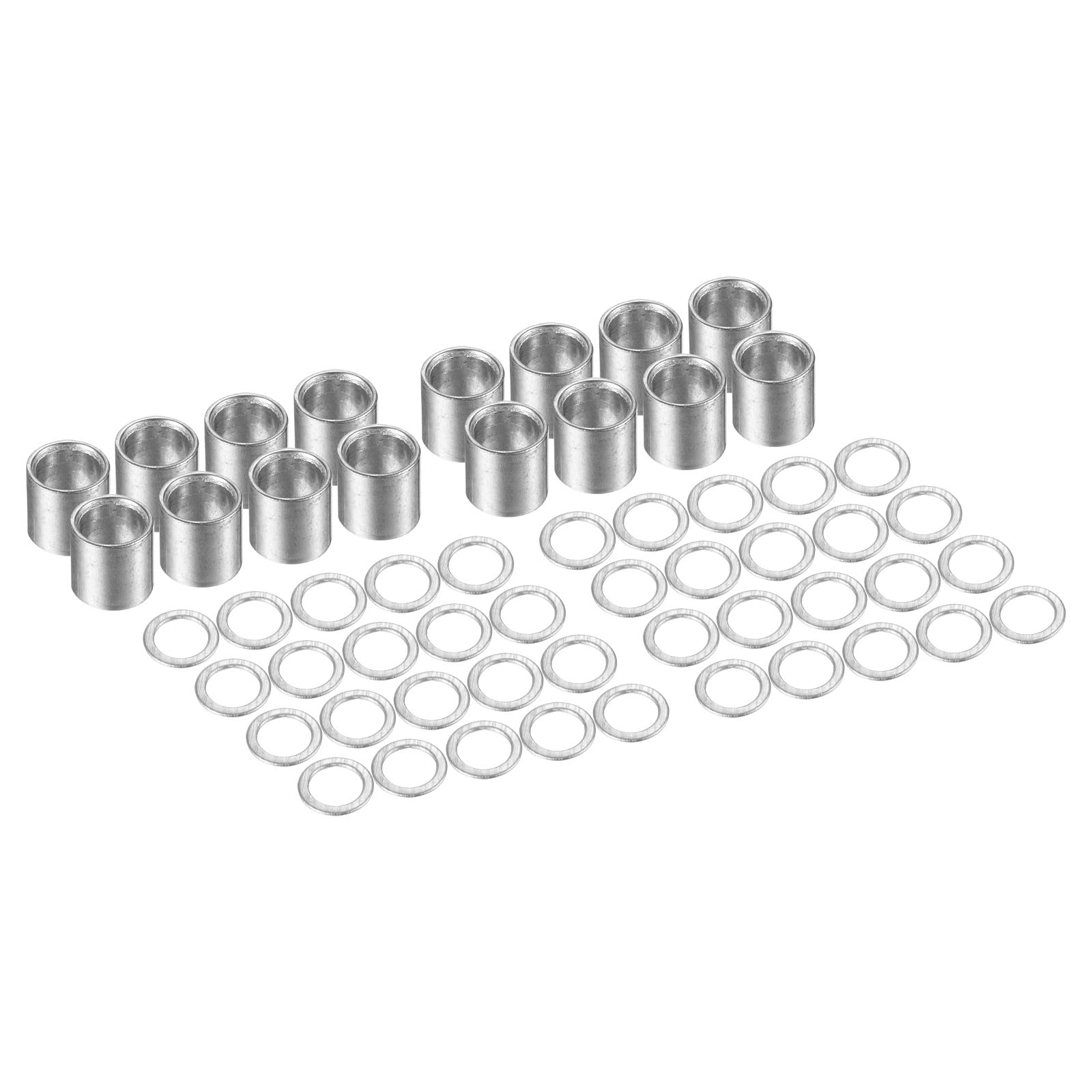 PATIKIL Skateboard 16 Bearing Spacers and 40 Washers Set, Long Plate Speed Washers Scooter Axle Replacement Accessories for Skateboard Longboard Bearings, Trucks and Wheels, Silver