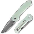 FUJUNI Folding Knife,2.85 Inch Pocket Knife with VG10 Steel Blade and G10 Handle,Sharp Folding Pocket Knife for Men and Women,Camping Knife with Clip for Hunting Survival, Natural Green