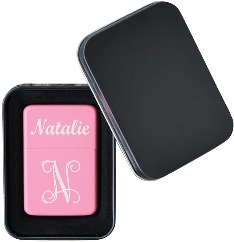 Engraved Initial Flip Top Lighter for Women, Etched