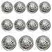 11 Piece Vintage Antique Brass (Bronze) Metal Blazer Button Set - King's Crowned, Vine Crest - for Blazer, Suits, Sport Coat, Uniform, Jacket (Antique Dark Silver)