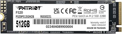 Patriot Memory P320 512GB NVMe PCIe Gen3x4 M.2 2280 SSD P320P512GM28