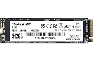 Patriot P320 512GB Internal SSD - NVMe PCIe Gen 3x4 - M.2 2280 - Solid State Drive - P320P512GM28