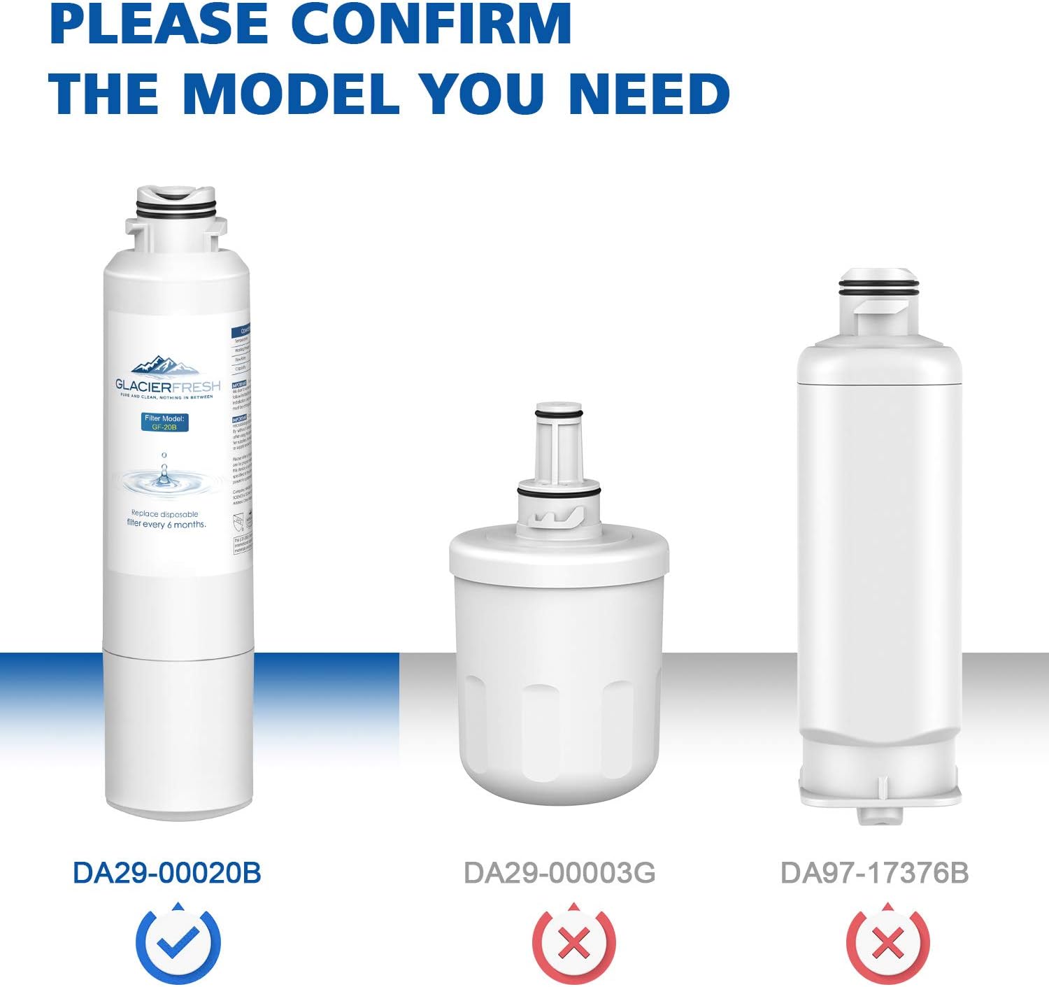 GLACIER FRESH DA29-00020B Refrigerator Water Filter Replacement Samsung DA29-00020B HAF-CIN/EXP For French Door Fridge Kitchen By Samsung (3 PACK): Kitchen & Dining