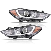 OLDANI Headlights Assembly for 2017 2018 Hyundai Elantra (Not Fit GT Models), w/o DRL Halogen Headlamp with All Blubs, HY2502206, HY2503206 (Driver &amp; Passenger Side), 1 Pair