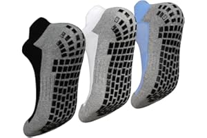 ELUTONG Men Non Slip Anti-Skid Socks 3 Pairs Tile Wood Floors Sticky Grips Ankle Socks for Yoga Pilates Workout Hospital