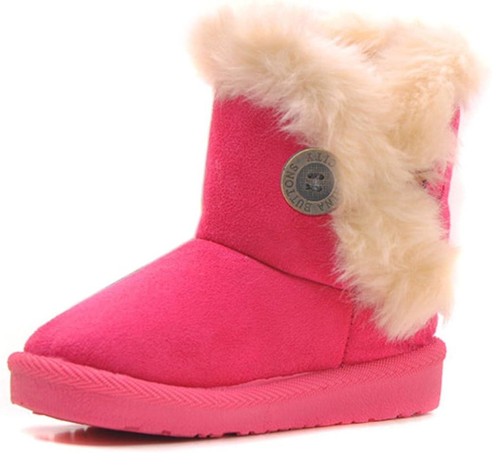 Femizee Girls Boys Warm Winter Flat Shoes Bailey Button Snow Boots(Toddler/Little Kid): Shoes