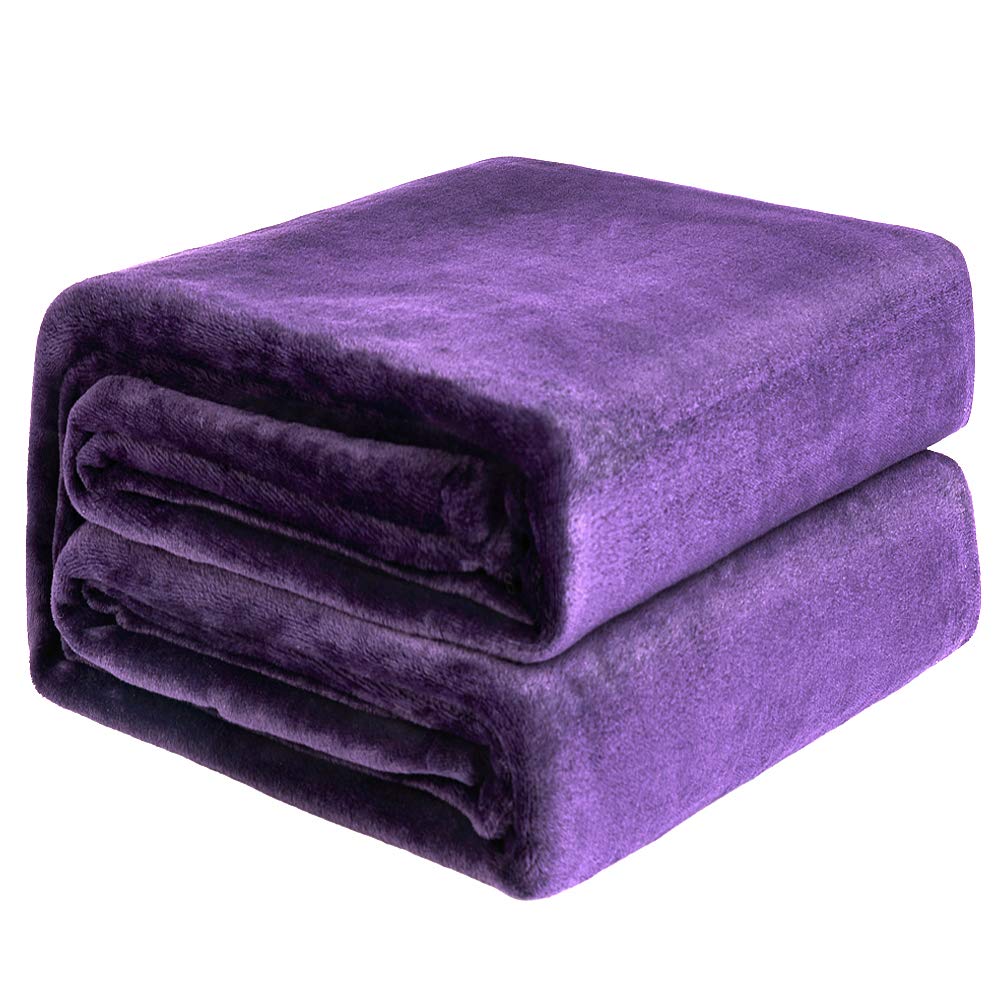 NEWSHONE Flannel Fleece Blanket Throw Size Blanket Lightweight Soft Warm Cozy Luxury Multipurpose for Bed Couch and Sofa All-Seasons Microfiber Blanket (50"x60",Purple)