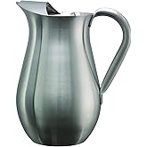 Service Ideas WPB2BS Water and Cold Beverage Pitcher with Built-in Ice Guard, Bell Shaped, 2 Liter (66.6 ounces), Dishwasher Safe, Brushed Stainless Steel
