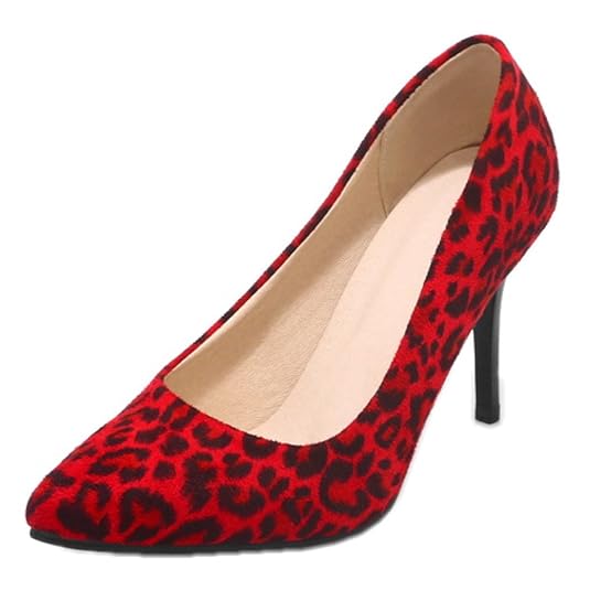 Pasion Red Womens Leopard Print High Heels Slip On Stilettos Pumps