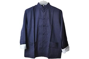 CORETIC Men's Cotton Linen Kung Fu Shirt Chinese Traditional Tang Suit Tai Chi Blouse Long Sleeve Jacket Coats