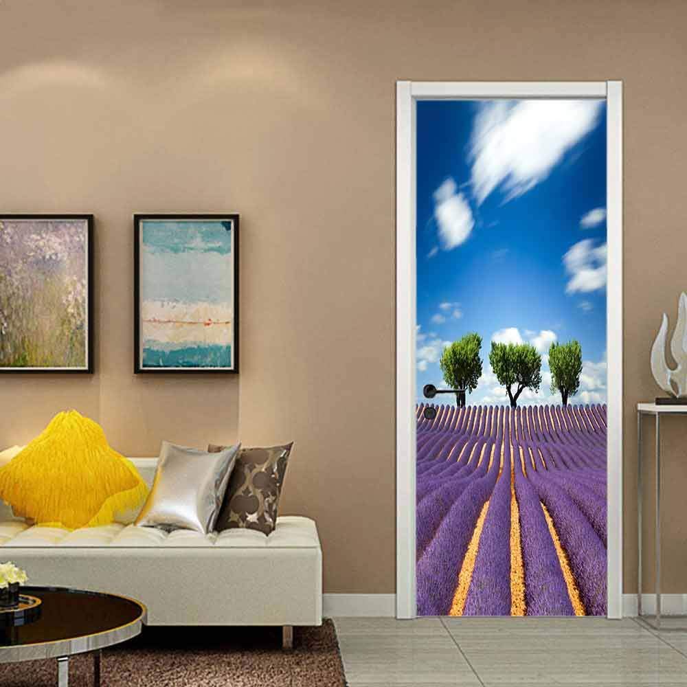 Purple Lavender Blue Sky Landscape 80X200CM 3d Pegatinas de puerta ...