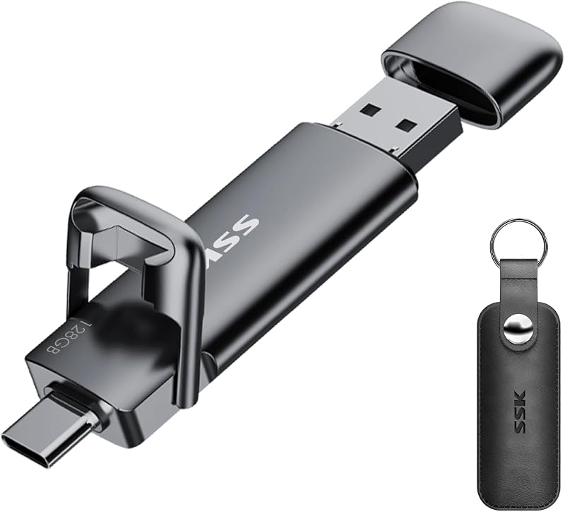 SSK 128GB USB C Dual USB 3.2 Gen2 External SSD 550MB/s 500MB/s