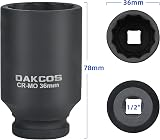 DAKCOS 36mm Deep Impact Socket 1/2 IN Drive 12 Point Chrome Molybdenum view 2