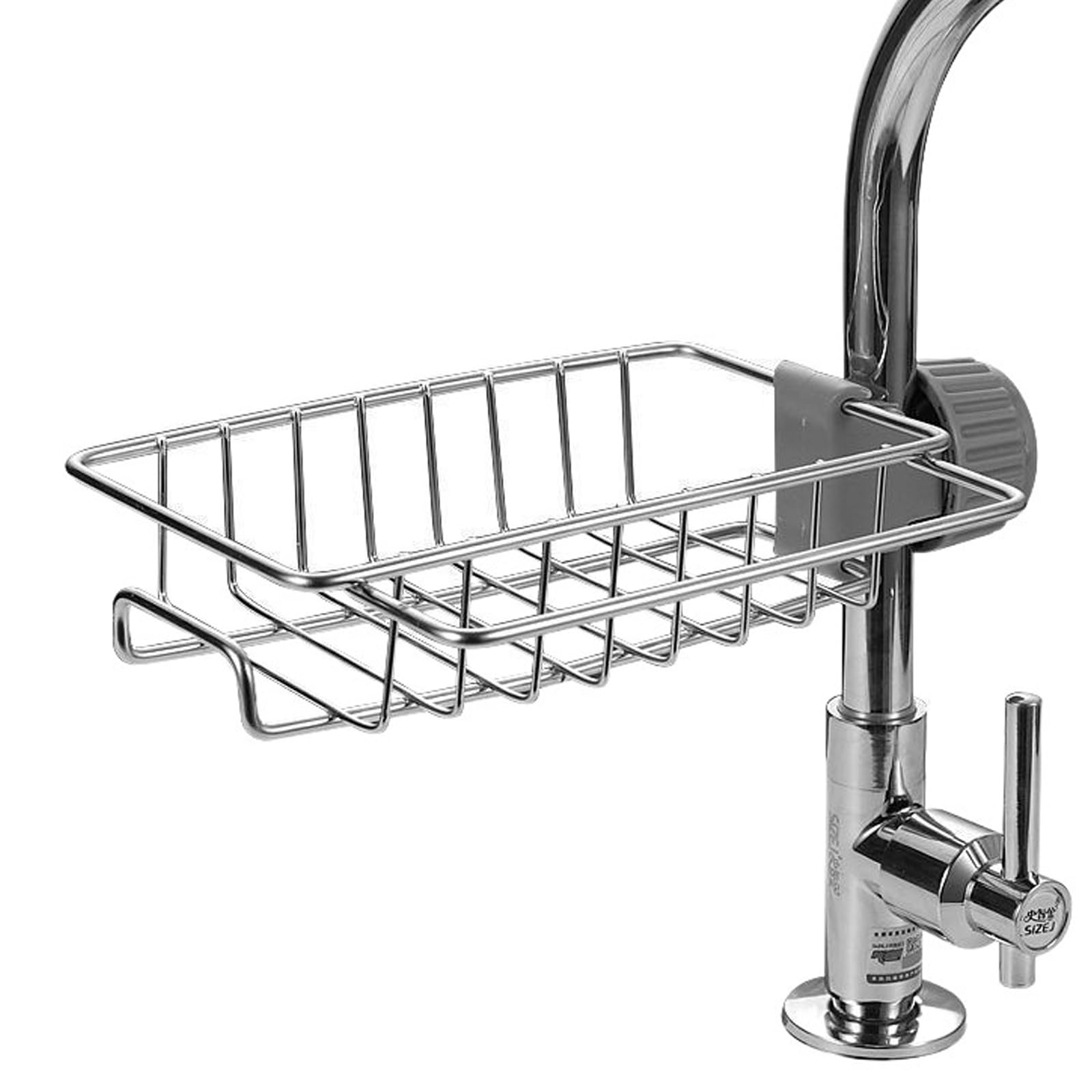 One Piece Rust-Proof Faucet Storage Racks Non-Slip Aluminum Kitchen Sponge Holder Single Side Stainless Steel Sponge Drain Rack for Kitchen and Bathroom