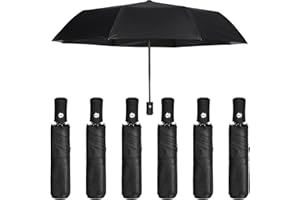 Jexine 6 Pcs Travel Compact Umbrella Automatic Open Close Windproof Small Light Backpack Purse Car Portable Collapsible Umbrella for Rain, Men Women