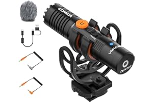 Camera Microphone,Comica VM10 PRO Professional USB-C Shotgun Microphone with Gain Control and Deadcat, Video Shotgun Micropho