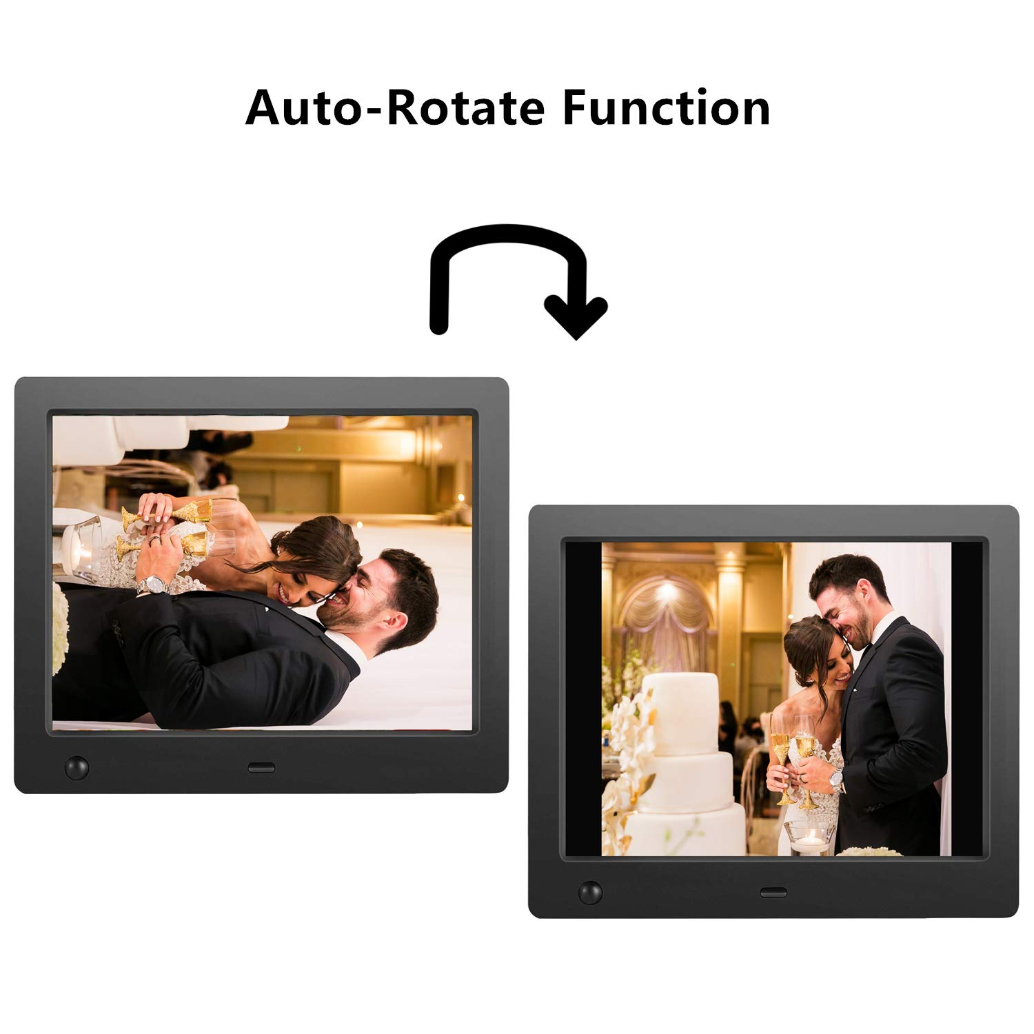Digital Picture Frame 8 inch, Digital Photo Frame Video Player with Motion Sensor Smart Electronics Picture Frame High Resolution 1024x768 IPS LCD/1080P 720P /Stereo/MP3/Calendar/Time/Remote Control