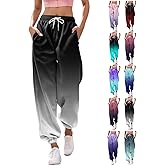Womens Sweatpants 2025 High Waisted Baggy Gradient Cinch Bottom Athletic Workout Joggers Lounge Pants with Pockets