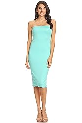 Solid Casual Lined Tube Top Body-Con Fit Midi