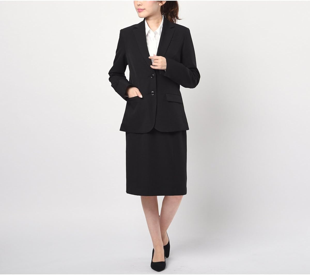 Amazon Nissen ニッセン スーツ 大きいサイズ 上下 セット ジャケット スカート ストレッチ レディース 黒 スカート スーツ 通販