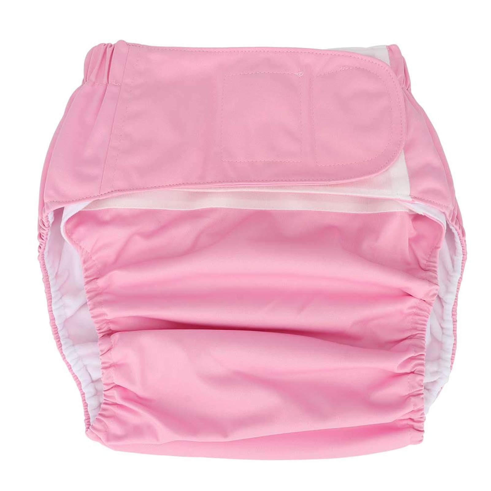 Adult Cloth Diaper, Waterproof & Reusable Elderly Incontinence Nappies Underwear with Maximum Absorbency for Men or Women, Waist: 19.7-49.9inch(Pink)