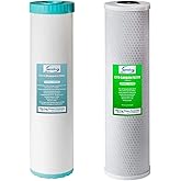 iSpring F2WGB22BM 4.5” x 20” 2-Stage Whole House Water Filter Set Replacement Pack with CTO Carbon Block and Iron & Manganese Reducing Cartridges, Fits WGB22BM, white